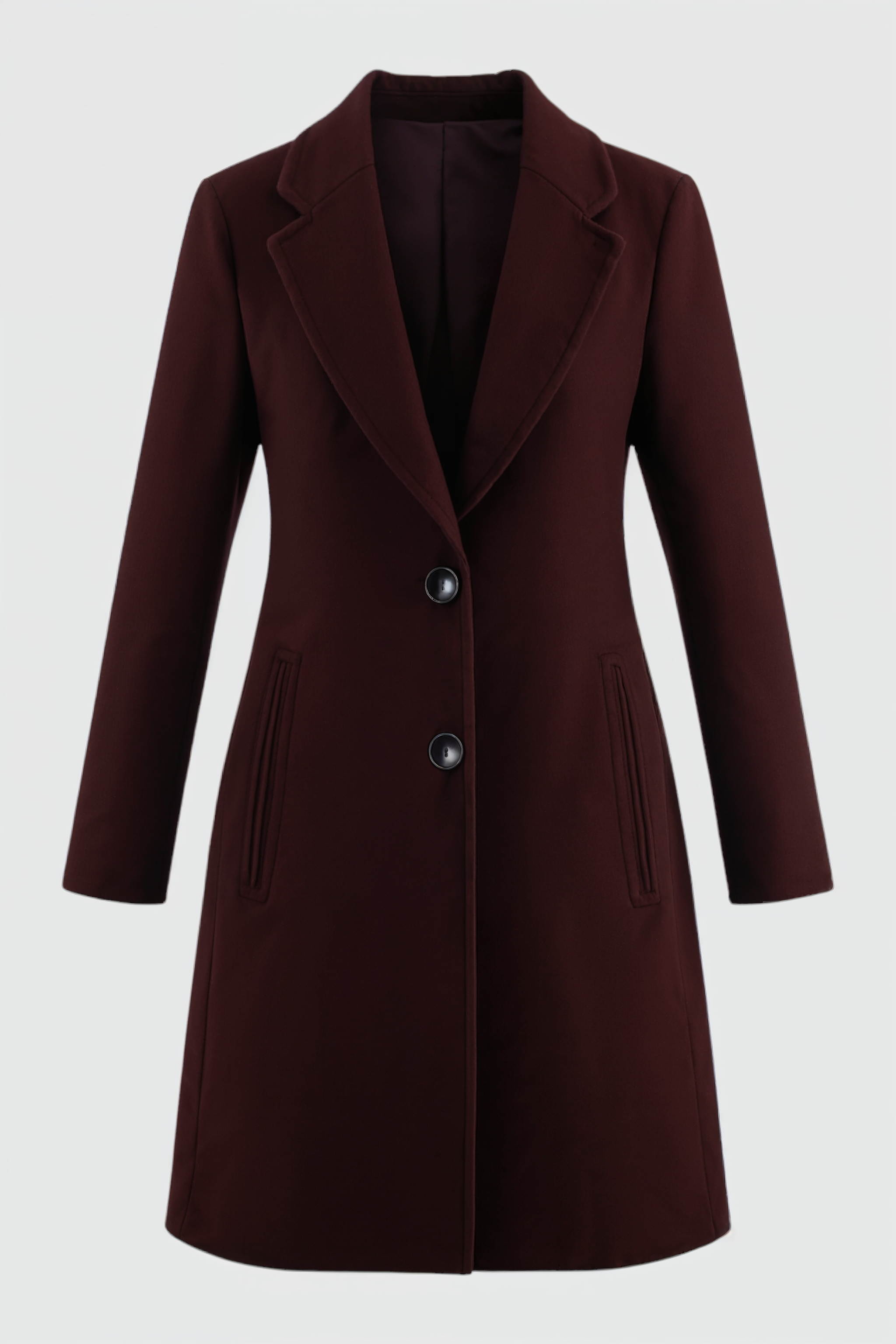 Cappotto Lungo Collo Scollo a V | Bottoni Frontali, Fit Regolare, Lungo