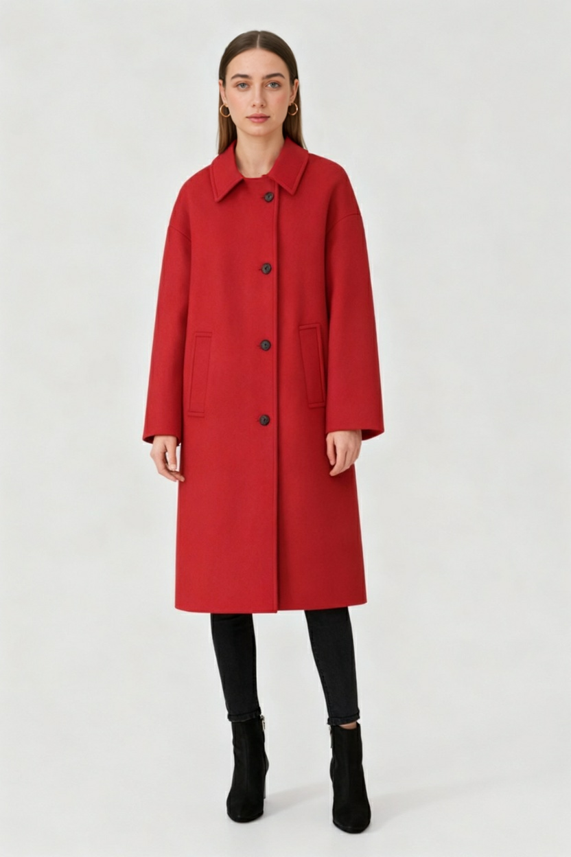 Cappotto Sottile | Collo Abbassato | Vestibilità Comoda | Bottoni Frontali