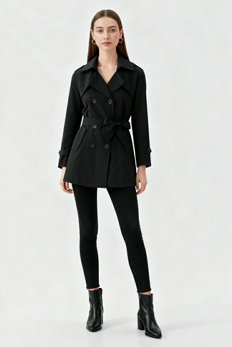 Trench Coat Lungo | Vita Beltata, Doppio Petto, Slim Fit