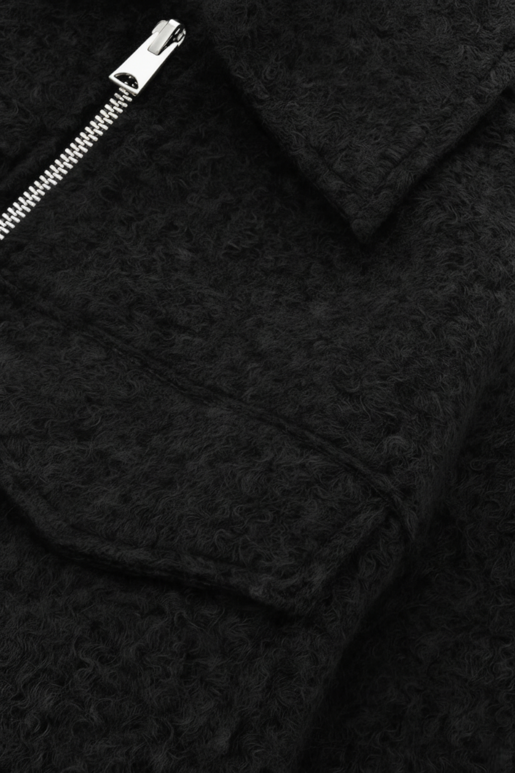 Giacca Zip Tessurizzata | Collo Alto, Cropped Fit, Dettaglio Tasca