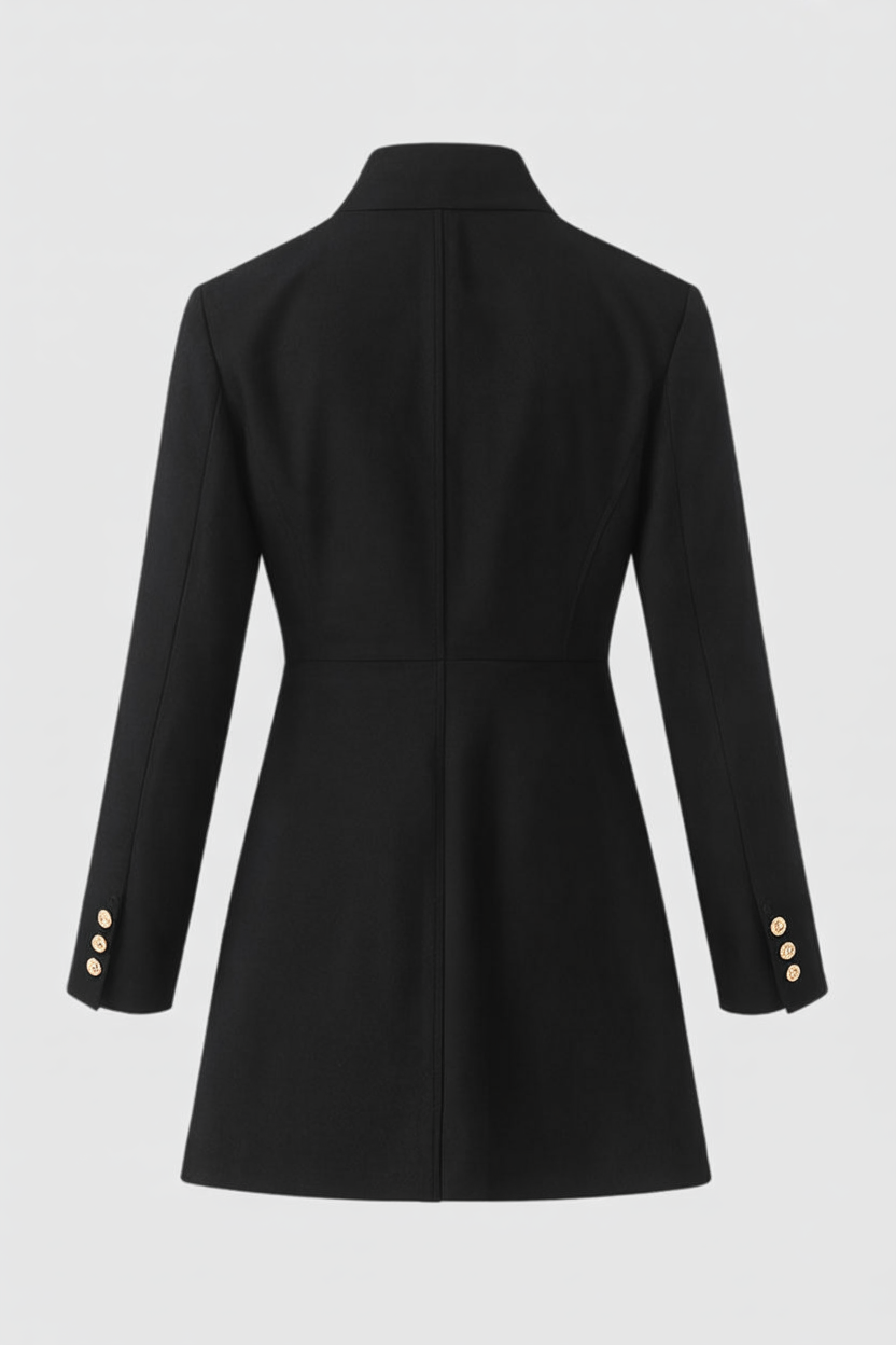 Cappotto Doppio Petto Collo Alto | Bottoni Metallici, Vita Pulita, Lungo