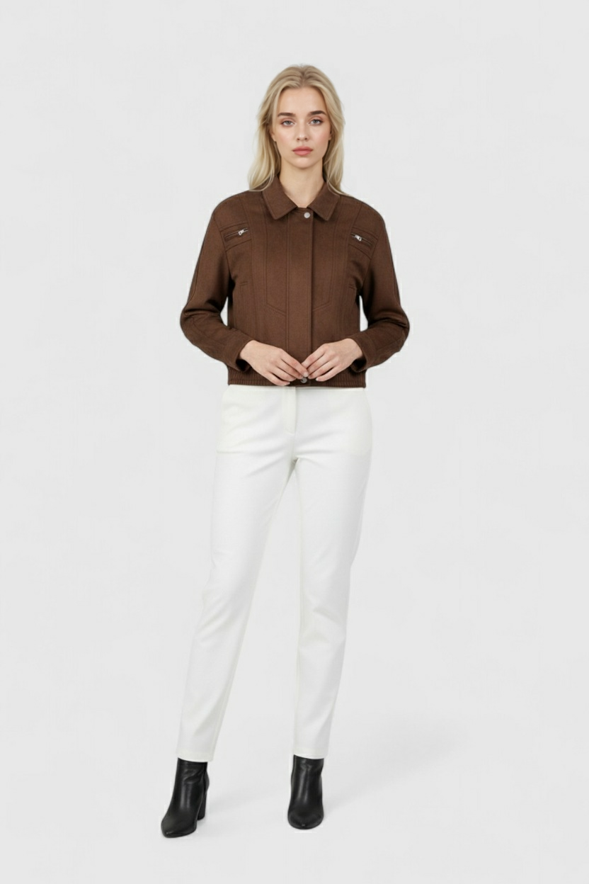 Giacca bomber effetto suede marrone scuro