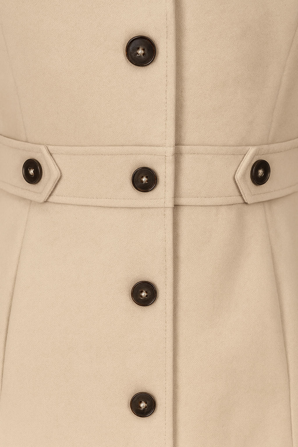 Cappotto Medio con Cintura | Bottoni Frontali, Collo Strutturato