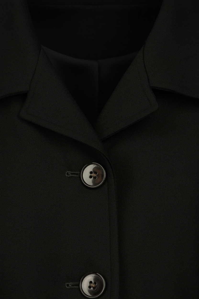 Cappotto Medio con Cintura | Bottoni Oro, Collo Scollo a V, Slim Fit
