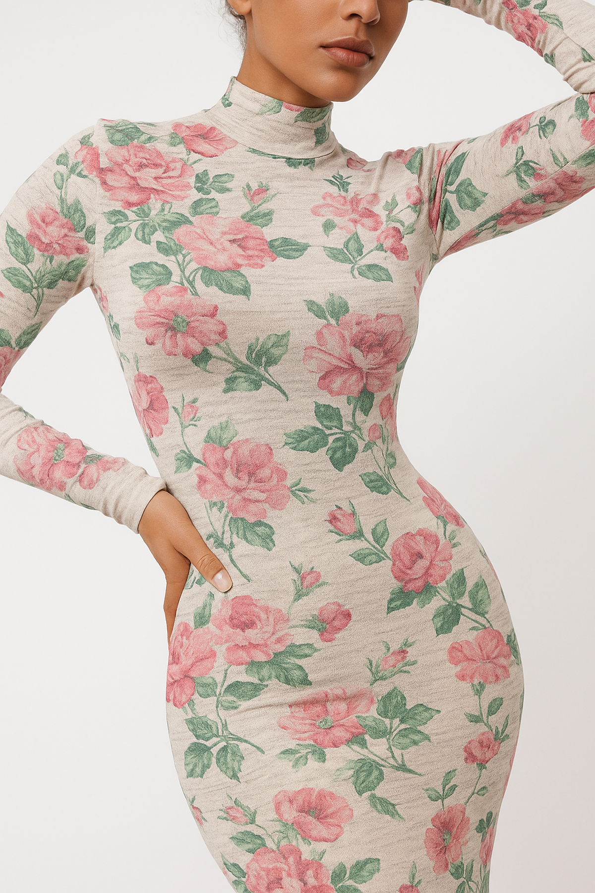 Abito Maxi Floreale | Collo Alto | Slim Fit