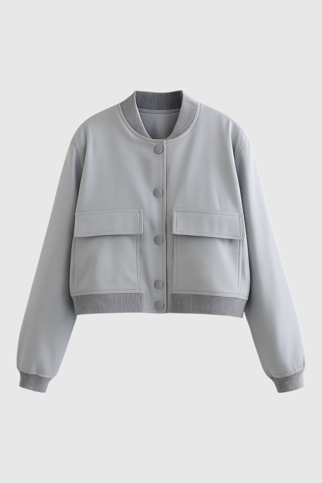 Bomber Jacket Essenza | Collo O Ribbed Button Front Vestibilità Relaxed