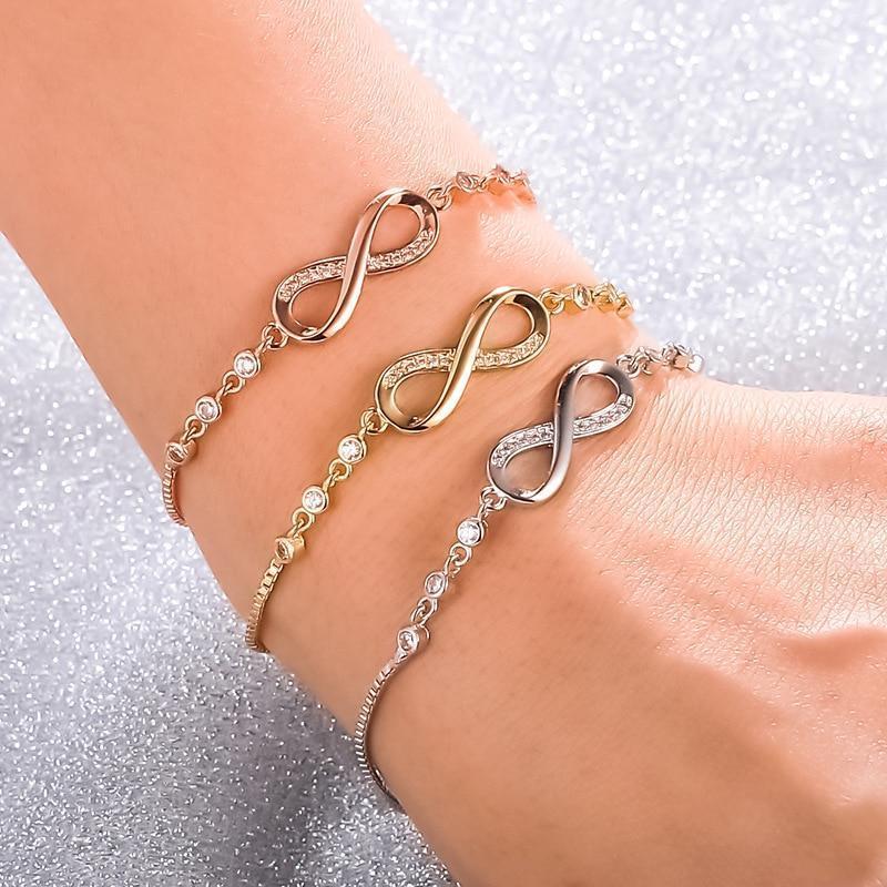 Bracciale Infinito | Catena Regolabile | Dettaglio Cristallo
