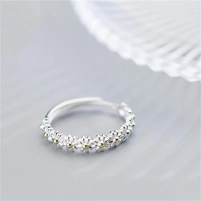Anello Band Daisy | Design Aperto Regolabile | Smaltato a Mano