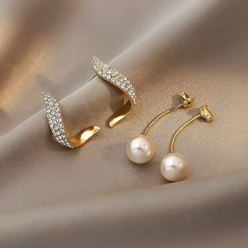 Orecchini Goccia Perla | Cristallo Pavè Oro
