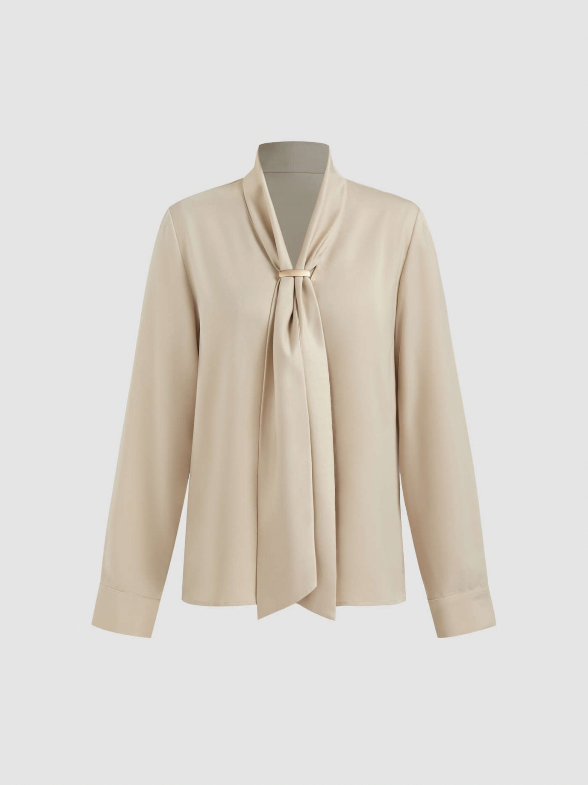 Blusa chiffon con fiocco maniche lunghe