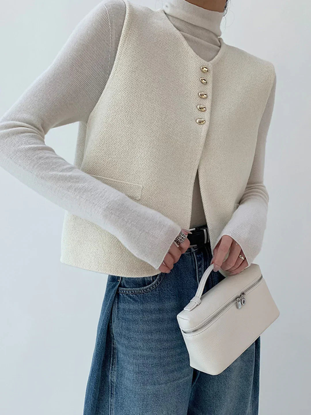 Gilet Maestria in maglia con bottoni oro