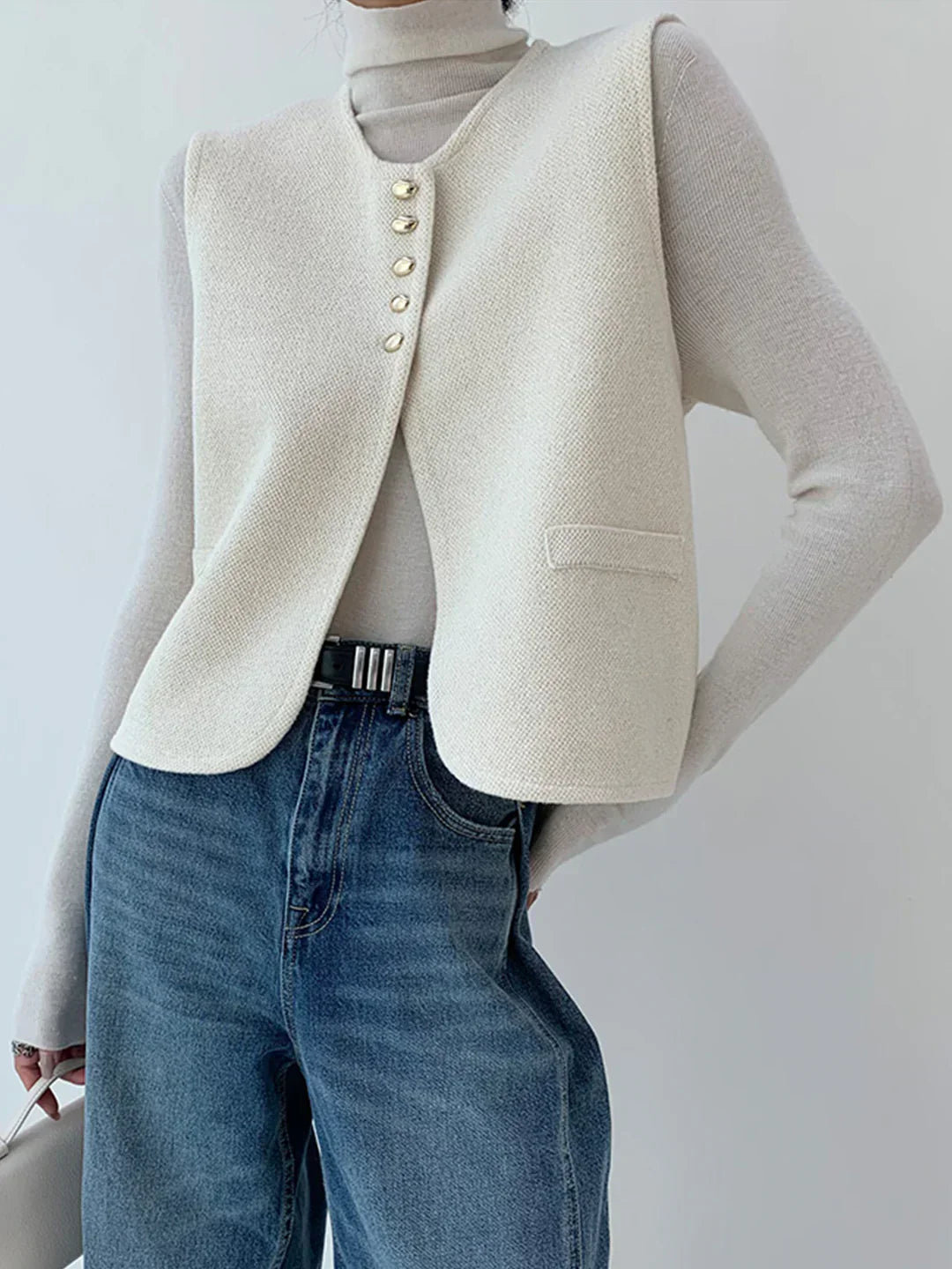 Gilet Maestria in Maglia | Dettaglio Bottoni Oro | Vestibilità Regular