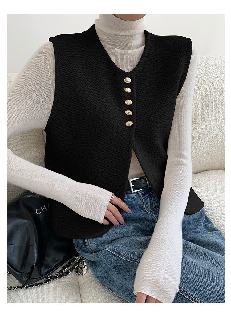 Gilet Maestria in Maglia | Dettaglio Bottoni Oro | Vestibilità Regular