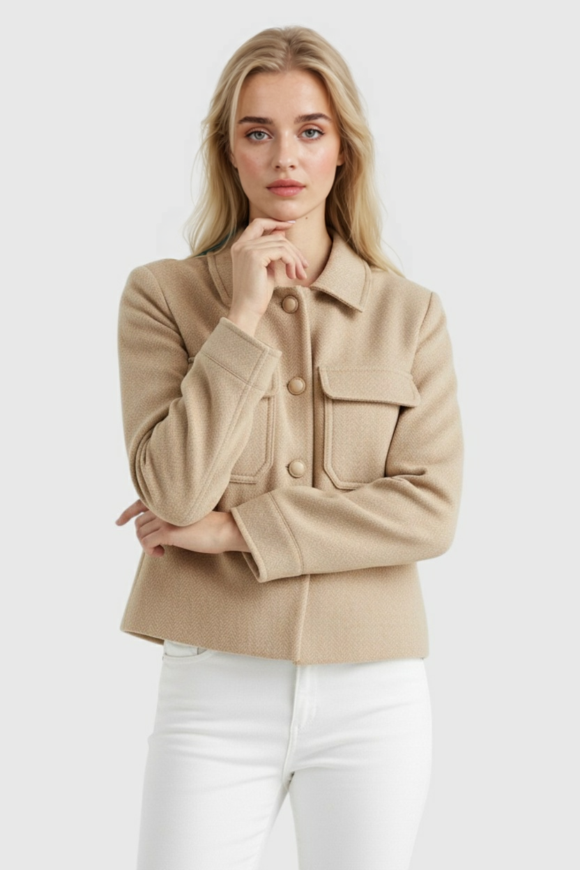 Giacca Cropped Essenza | Collo a Revers Fit Strutturato Autunno