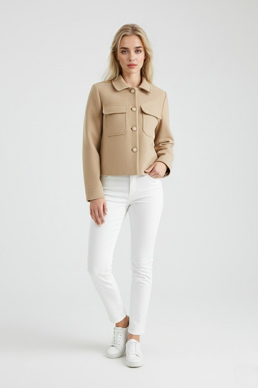 Giacca Cropped Essenza | Collo a Revers Fit Strutturato Autunno