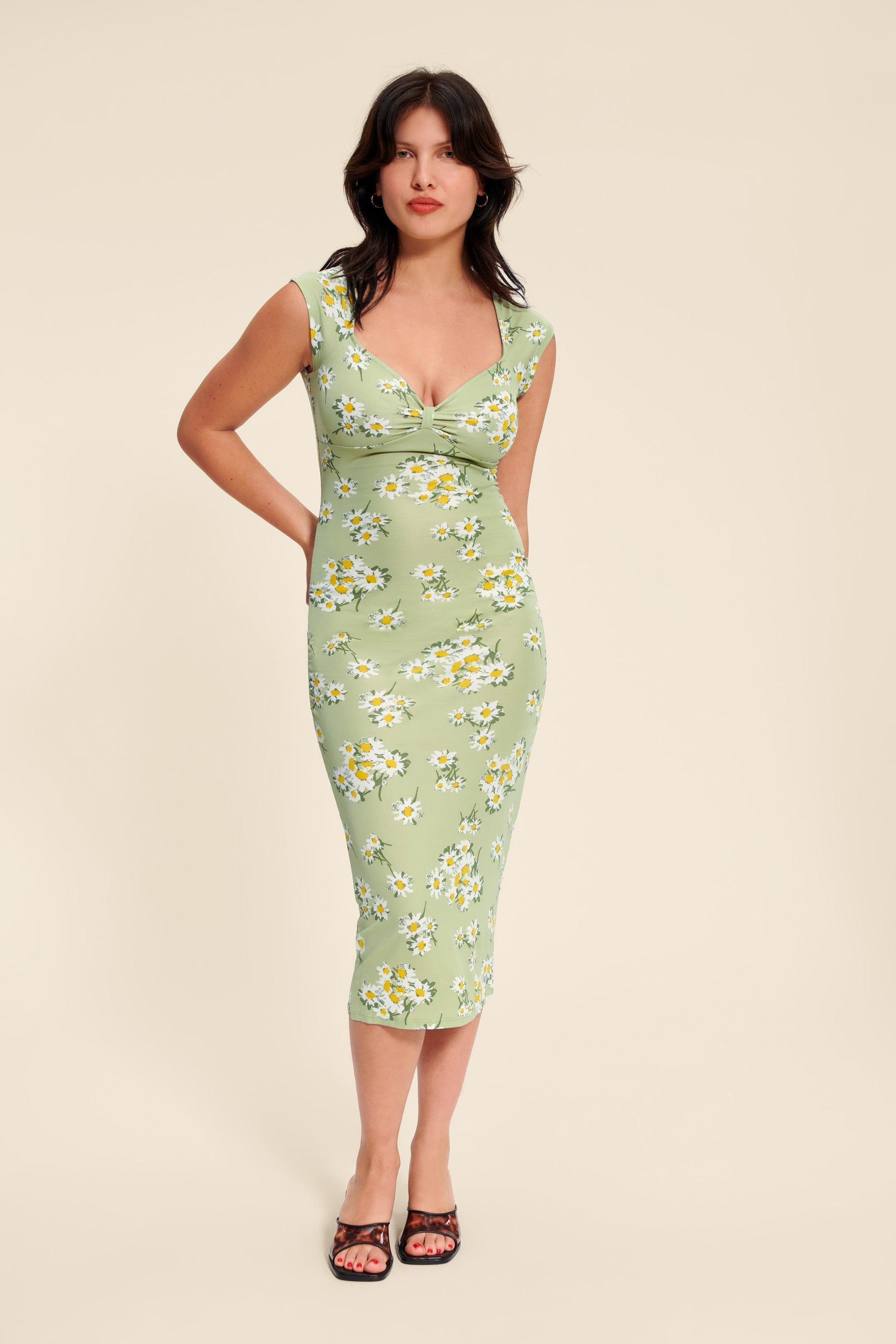 Abito Midi Floreale | Bustino Arricciato | Fit Adattabile