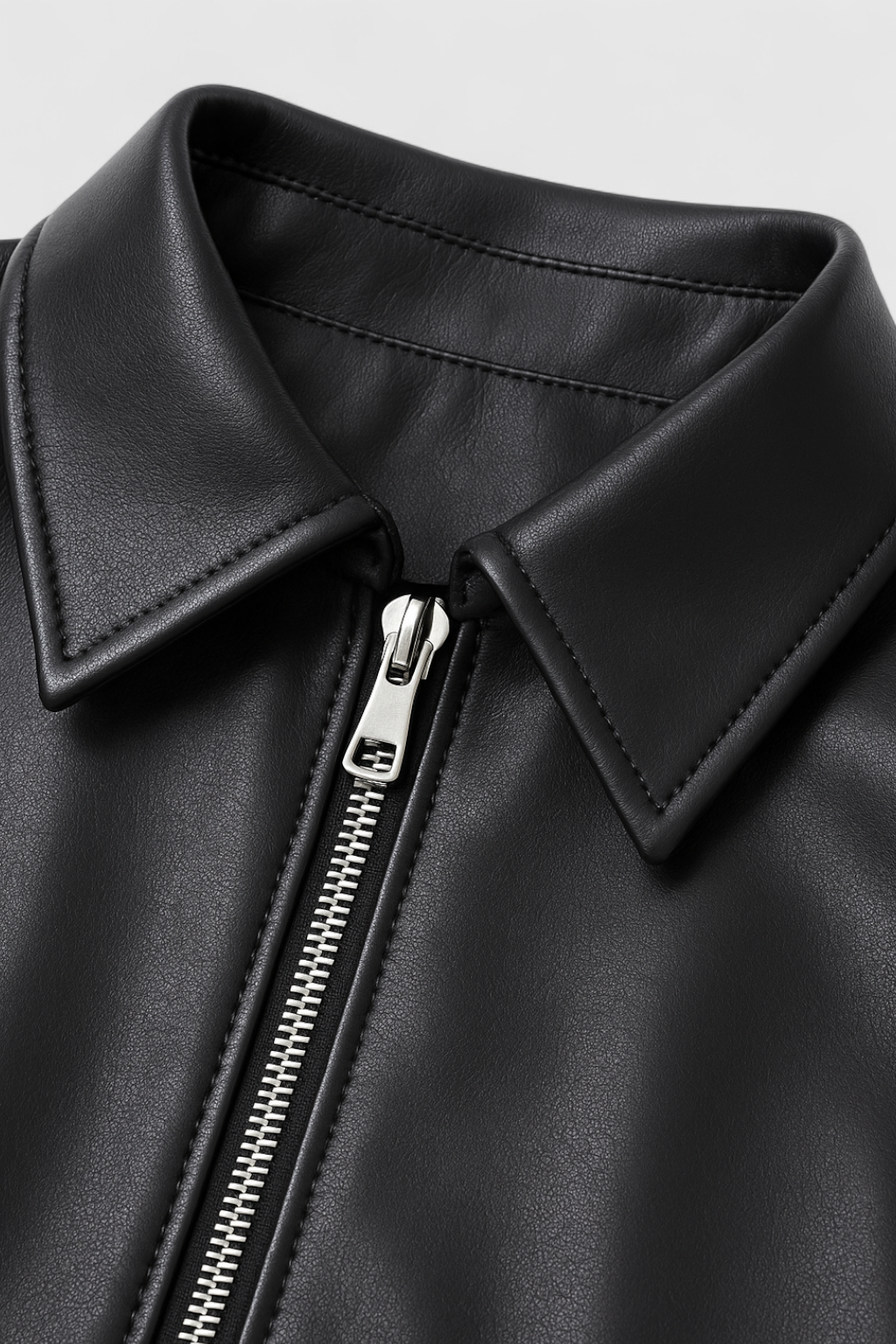 Giacca in Pelle Ecologica | Zip Front e Orlo Elastico