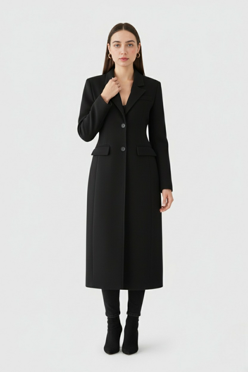 Cappotto Lungo | Slim Fit, Collo a Revers, Linea Pulita