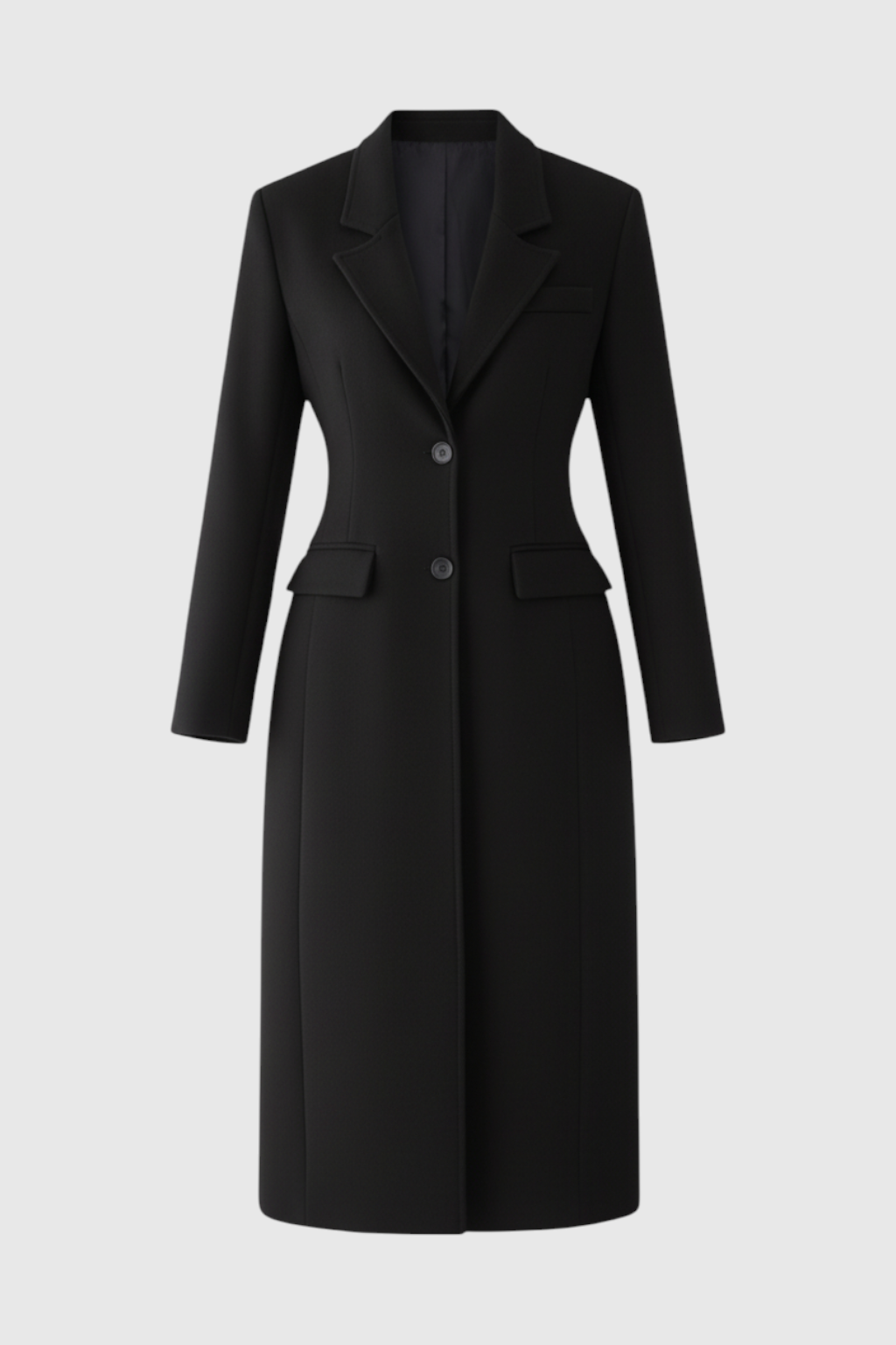 Cappotto Lungo | Slim Fit, Collo a Revers, Linea Pulita