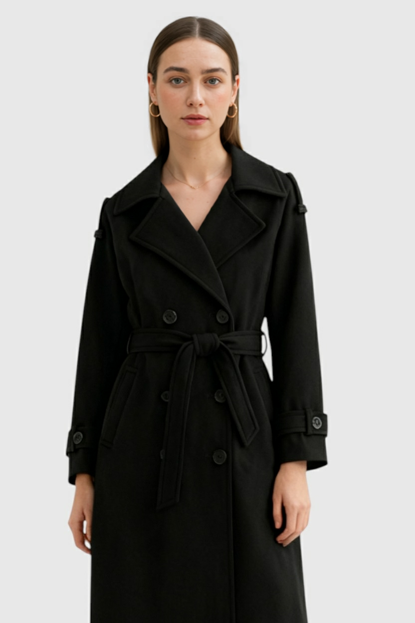 Trench Coat Lungo Doppio Petto | Cintura, Epaulettes, Fit A-Line