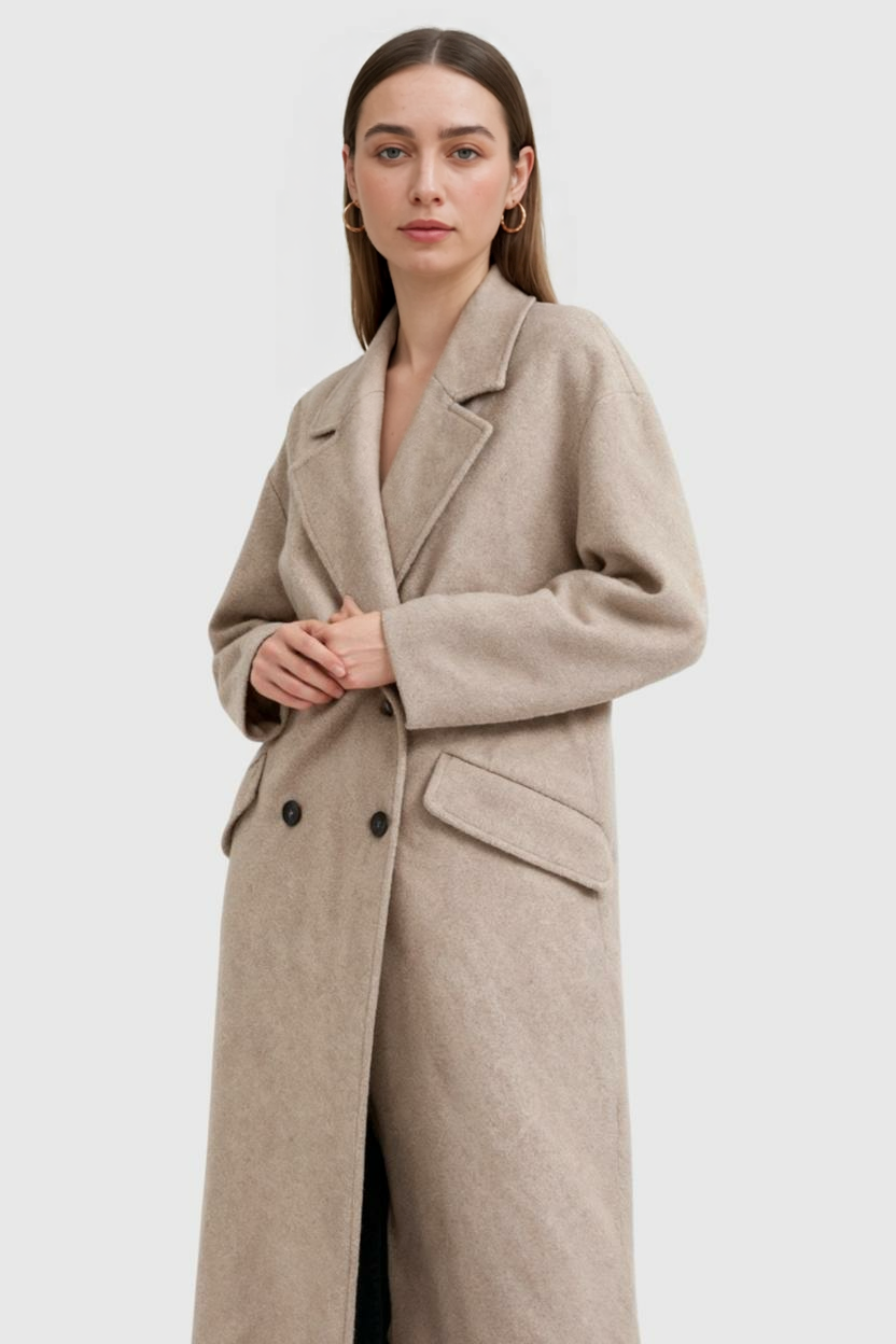 Cappotto Lungo Doppio Petto | Collo Revers, Flap Pockets, Relaxed