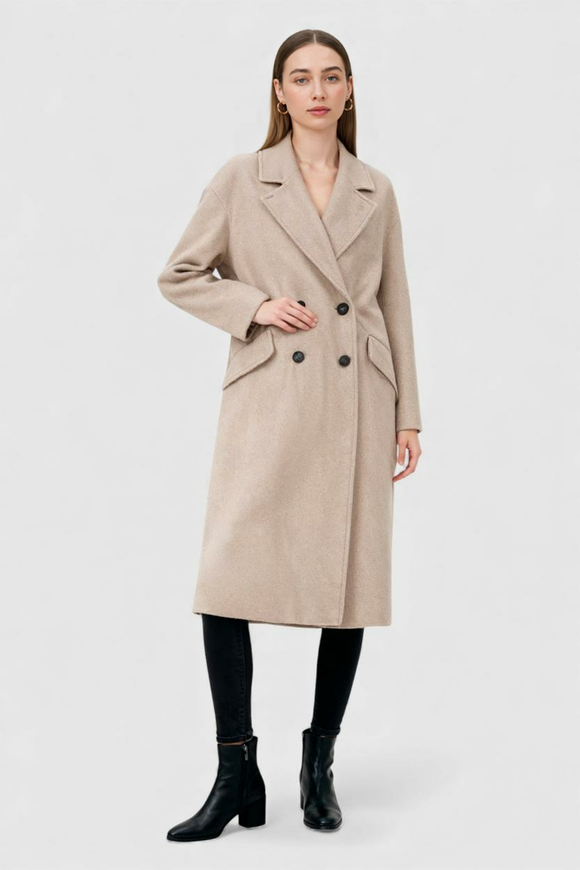 Cappotto Lungo Doppio Petto | Collo Revers, Flap Pockets, Relaxed