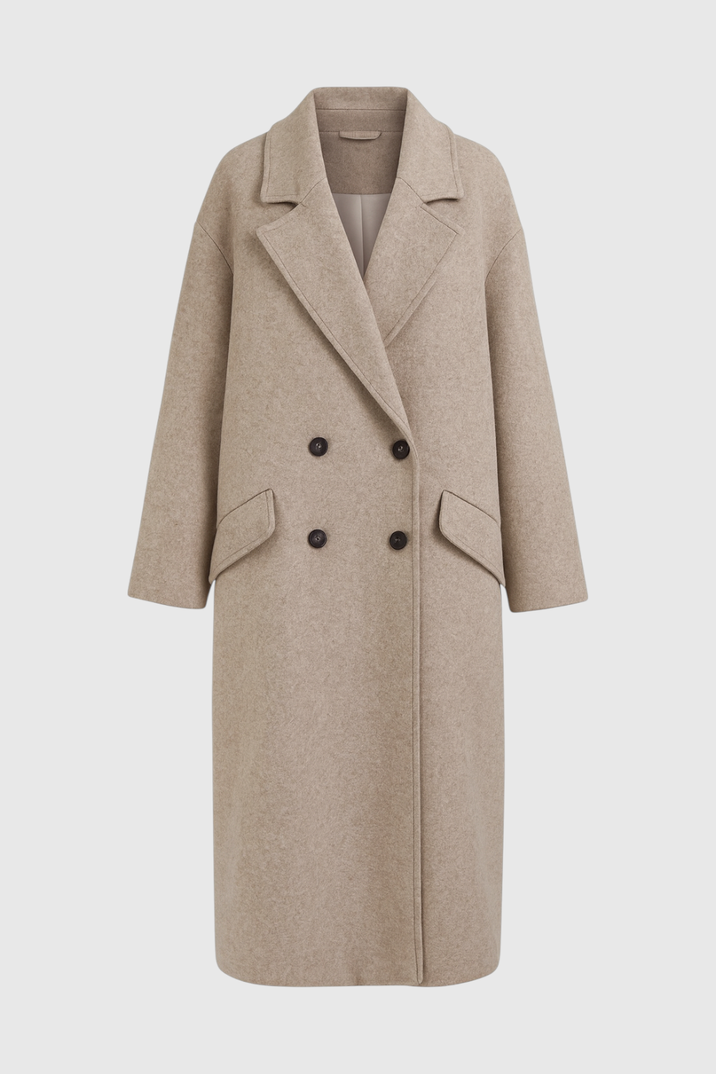 Cappotto Lungo Doppio Petto | Collo Revers, Flap Pockets, Relaxed