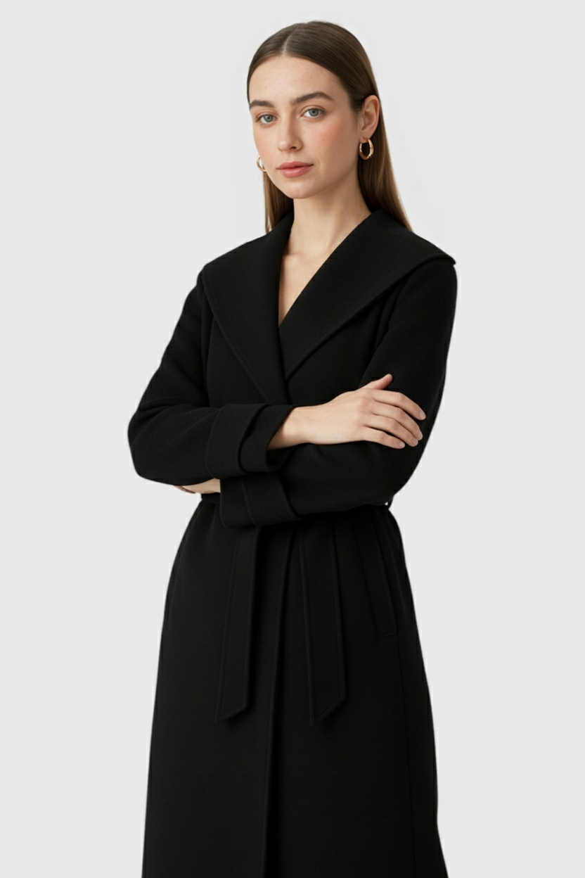 Cappotto Lungo con Cintura | Collo Largo | Doppio Petto | Fit Regolare