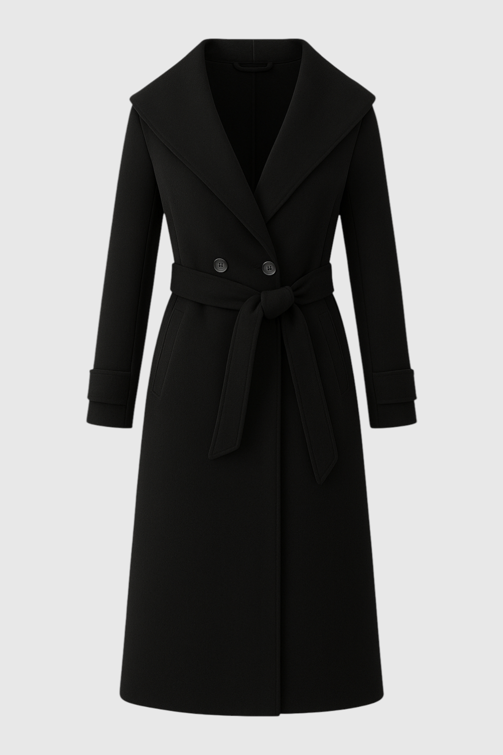 Cappotto Lungo con Cintura | Collo Largo | Doppio Petto | Fit Regolare