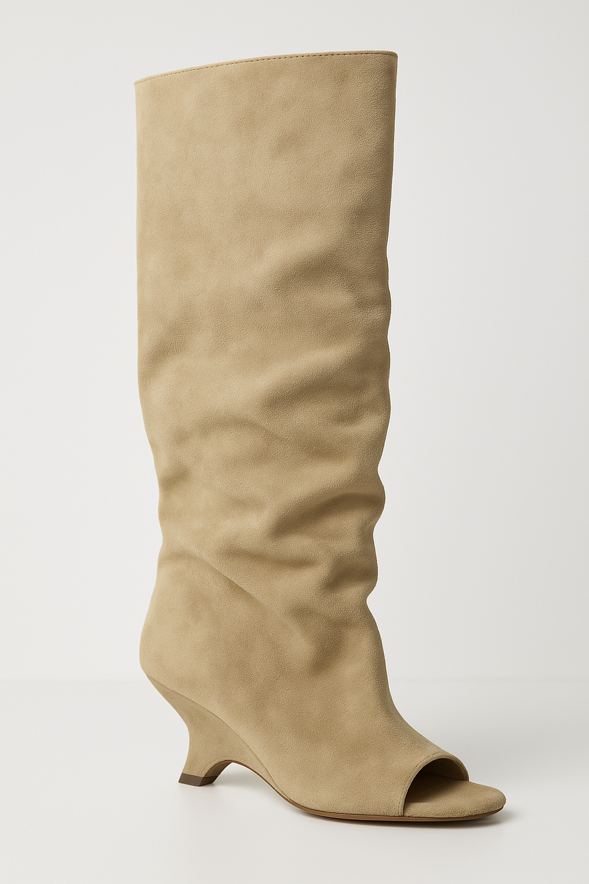 Stivali Peep-Toe Altezza Ginocchio | Pelle Sintetica | Tacco Scolpito