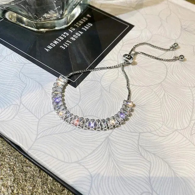 Bracciale Regolabile in Zircone | Oro Placcato | Striscia di Cristallo