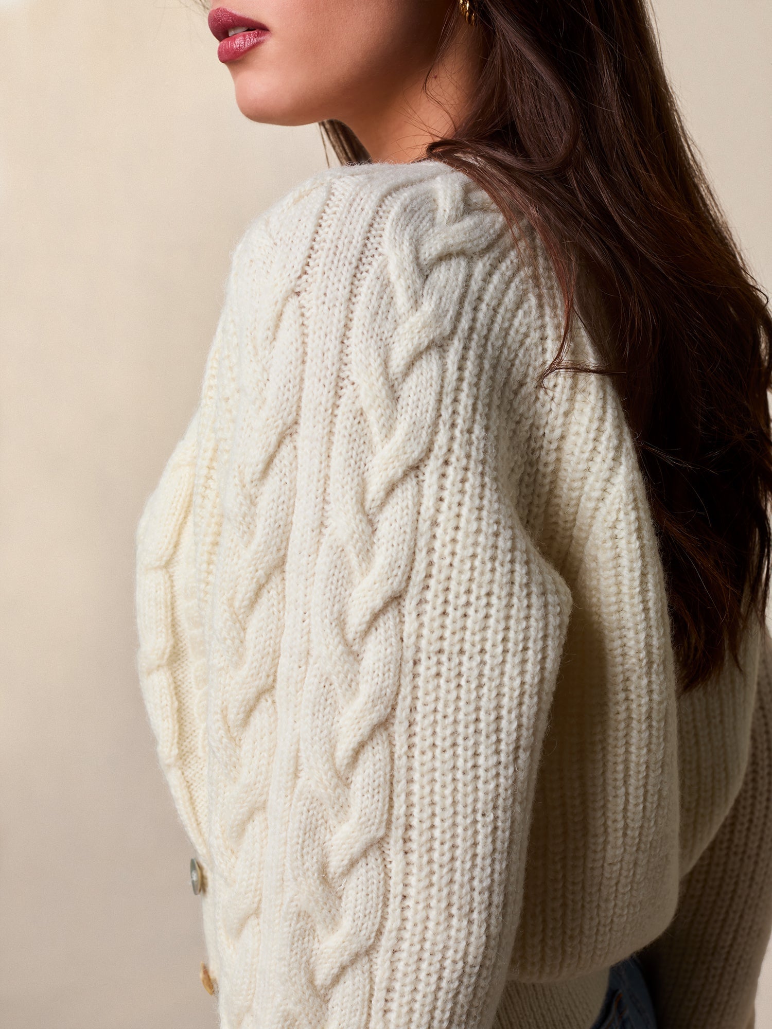 Cardigan in Maglia a Cavo | Con Bottoni Frontali