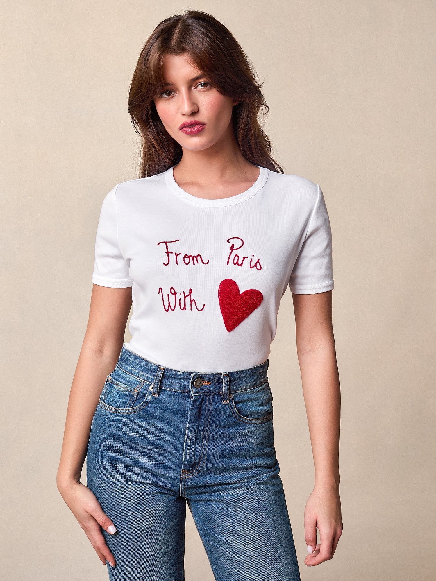 T-Shirt in Cotone Ricamata | Da Parigi Con Cuore