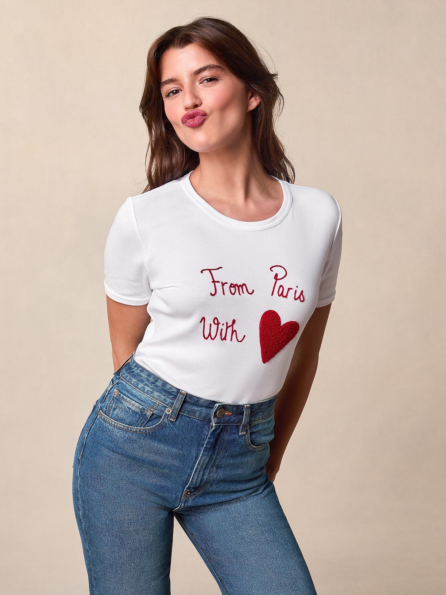 T-Shirt in Cotone Ricamata | Da Parigi Con Cuore