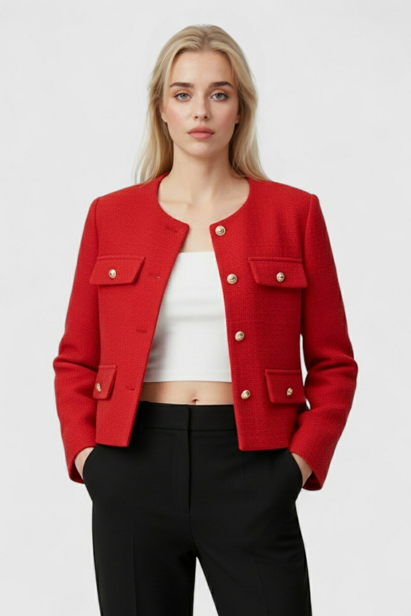 Giacca Cropped Essenza | Silhouette Strutturata Scollo O
