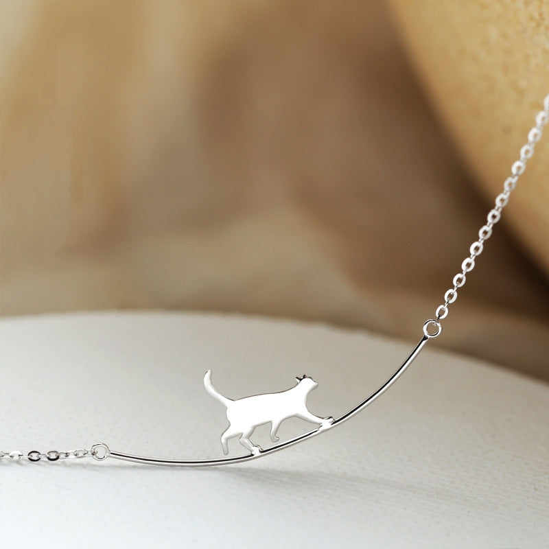 Collana Pendente Cat Curve Essenza | Finitura Argento