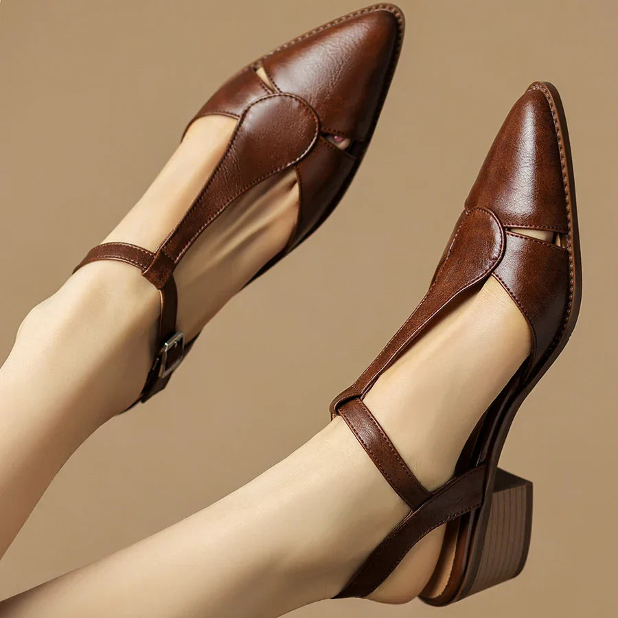 Tacchi Slingback in Pelle Serana | Punta a Punta | Fibbia