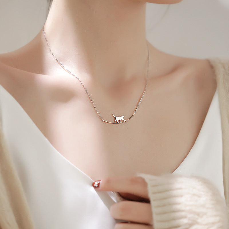 Collana Pendente Cat Curve Essenza | Finitura Argento