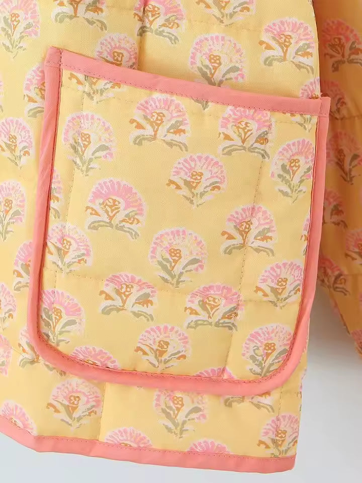 Giacca Quilted Floreale | Collo Alto | Fit Oversize