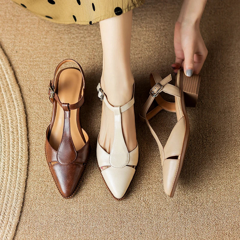 Tacchi Slingback in Pelle Serana | Punta a Punta | Fibbia
