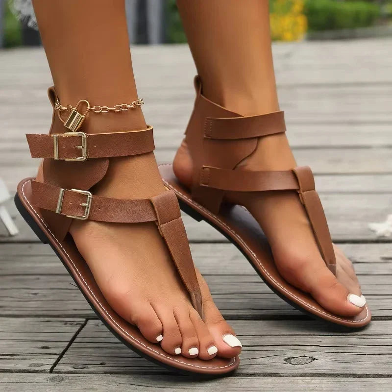 Sandali in Pelle Avelyn | Design con Cinghie Avvolgenti e Suola Cuscinetto