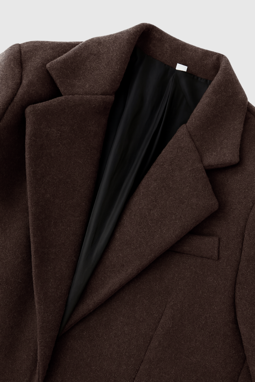 Cappotto Lungo Effetto Lana | Bottoni Singoli, Tasche a Falda, Ventilazione Posteriore
