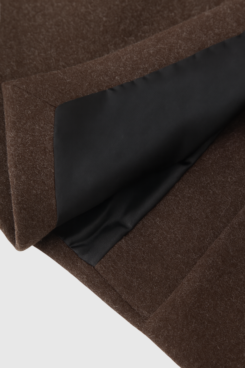 Cappotto Lungo Effetto Lana | Bottoni Singoli, Tasche a Falda, Ventilazione Posteriore