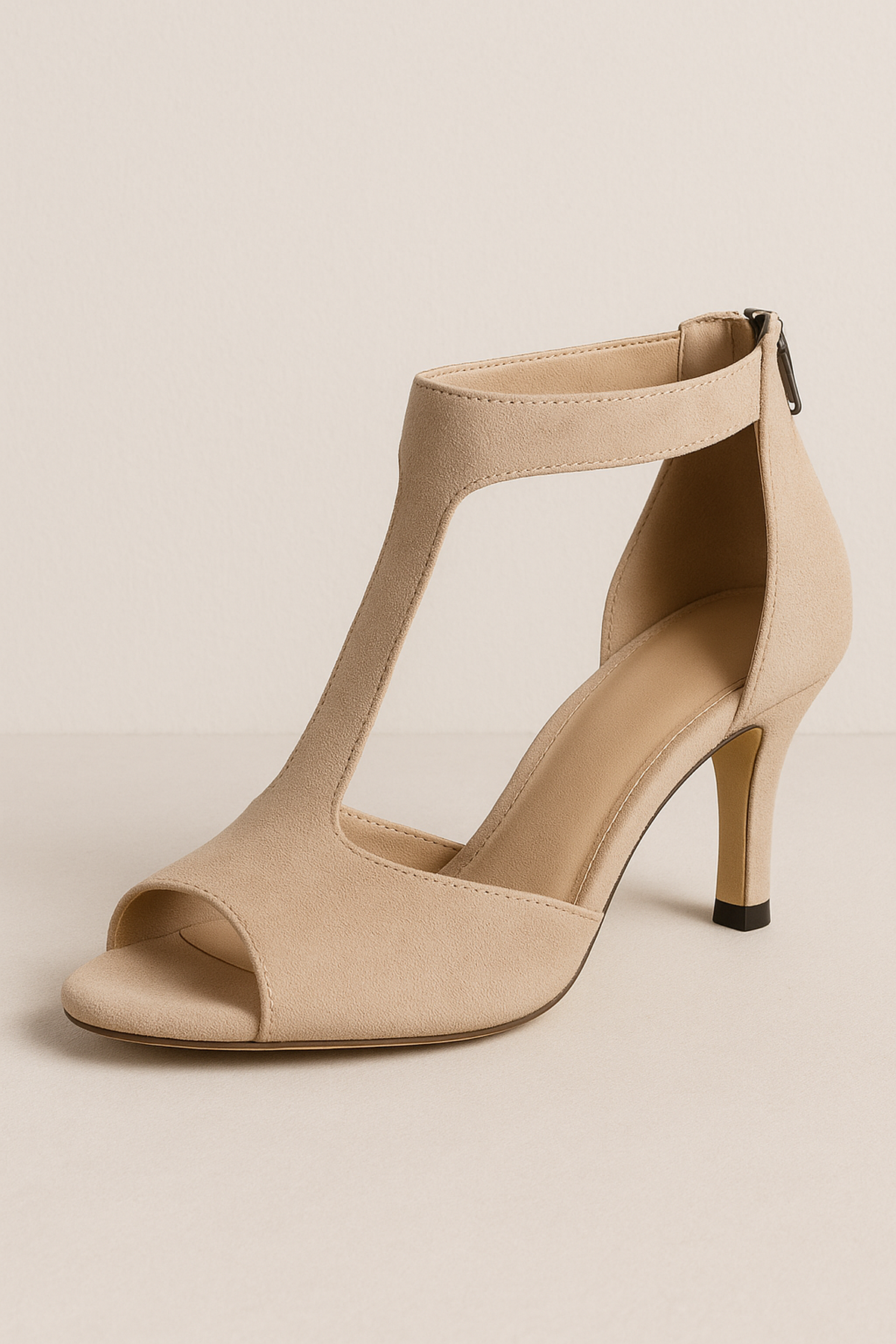 Sandali Peep Toe in Suede | Tacco Medio | Zip Posteriore