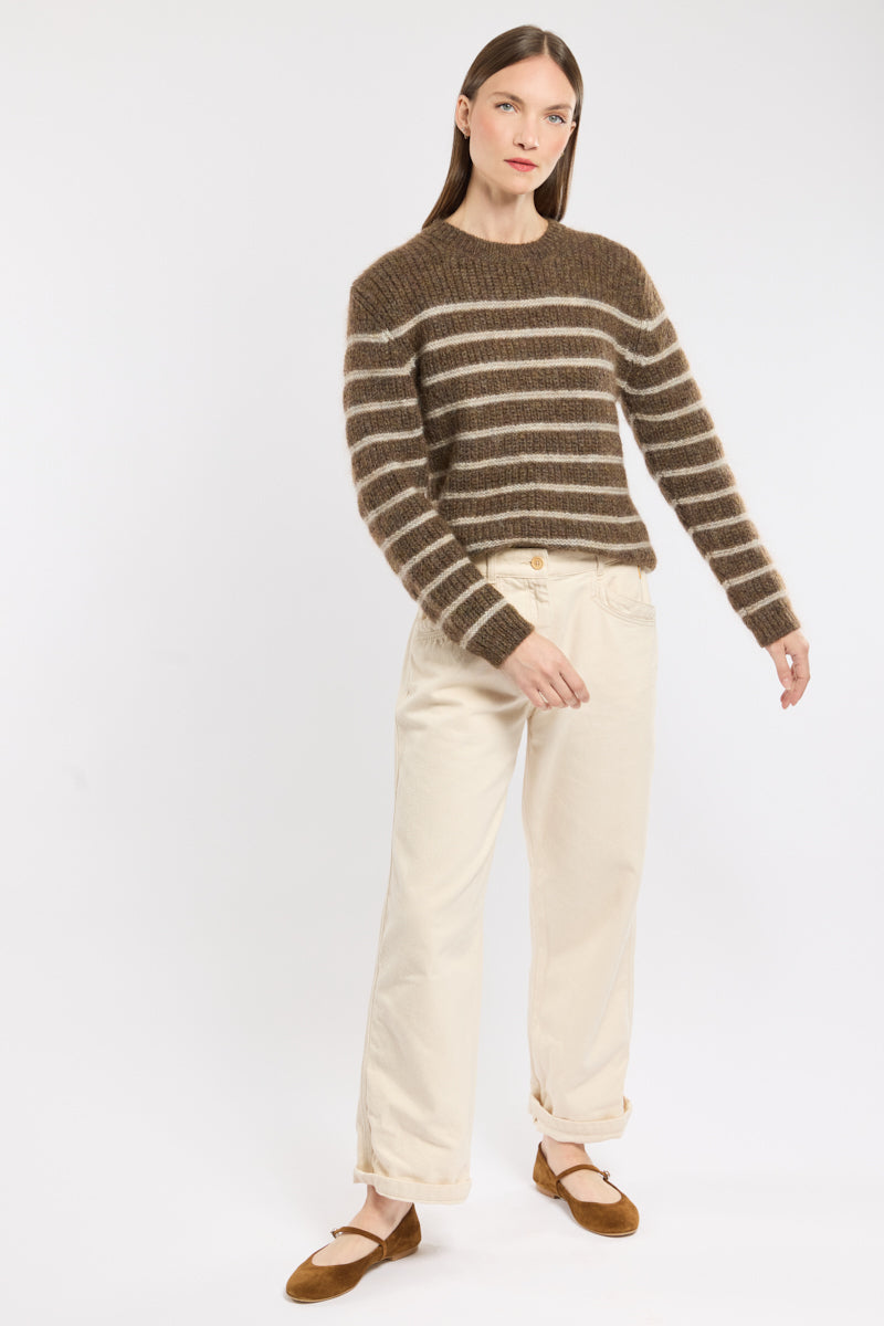 Maglione Cashmere Striato | Collo Crew | Fit Comodo Invernale