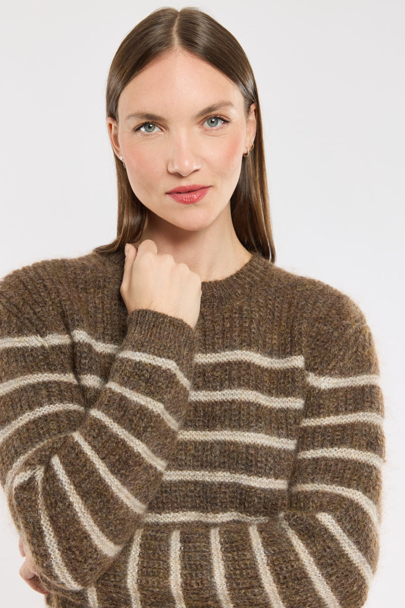 Maglione Cashmere Striato | Collo Crew | Fit Comodo Invernale