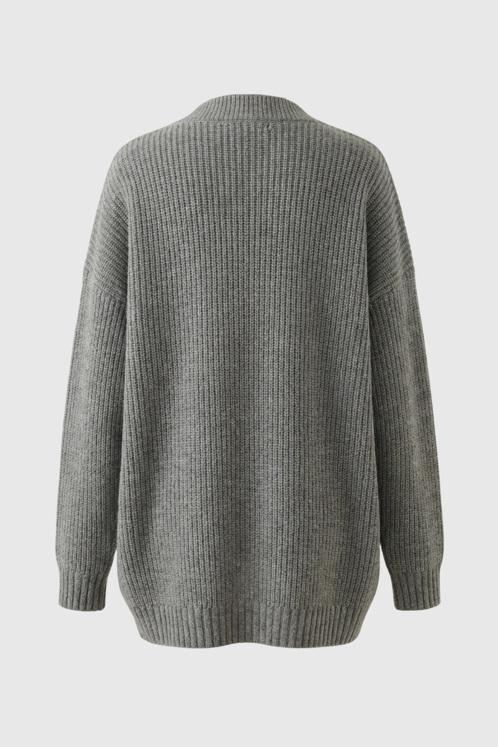 Cardigan Rib Knit Oversized V-Neck | Tasche Applicate | Longline
