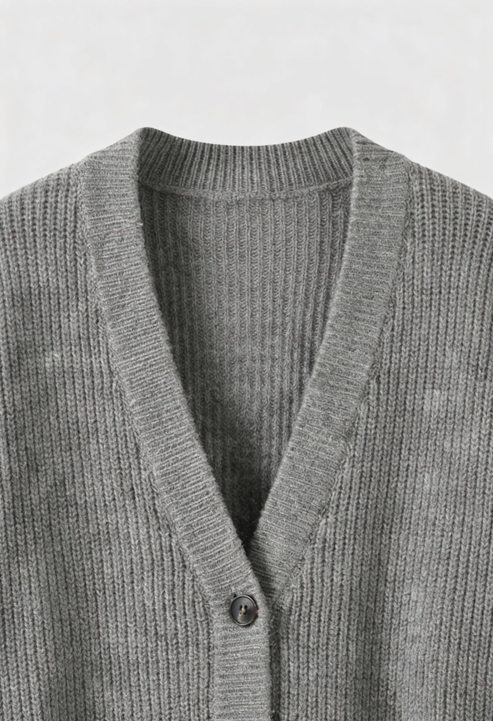 Cardigan Rib Knit Oversized V-Neck | Tasche Applicate | Longline