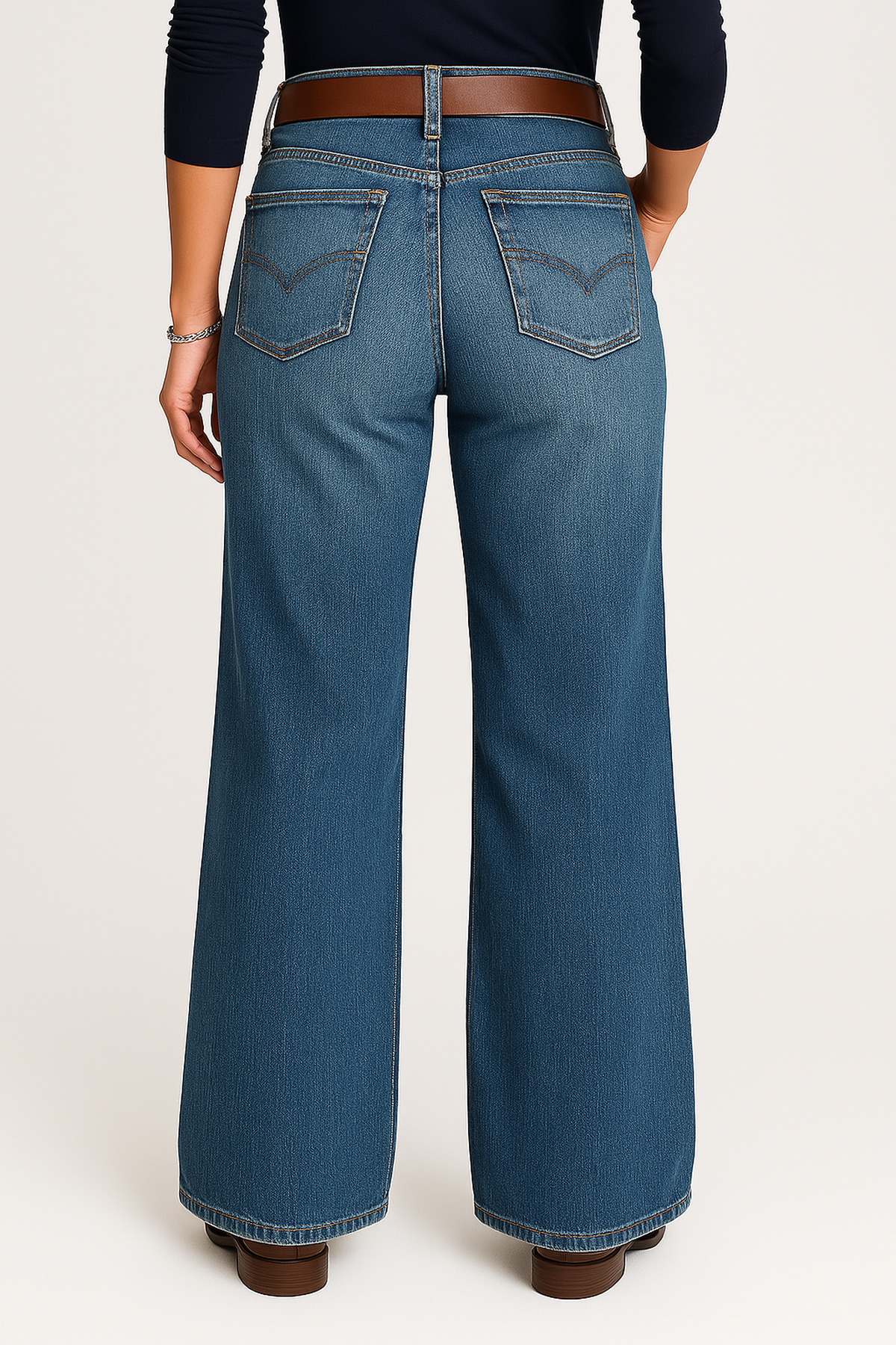 Jeans Denim Alta Vita Gamba Larga | Fit Regolare