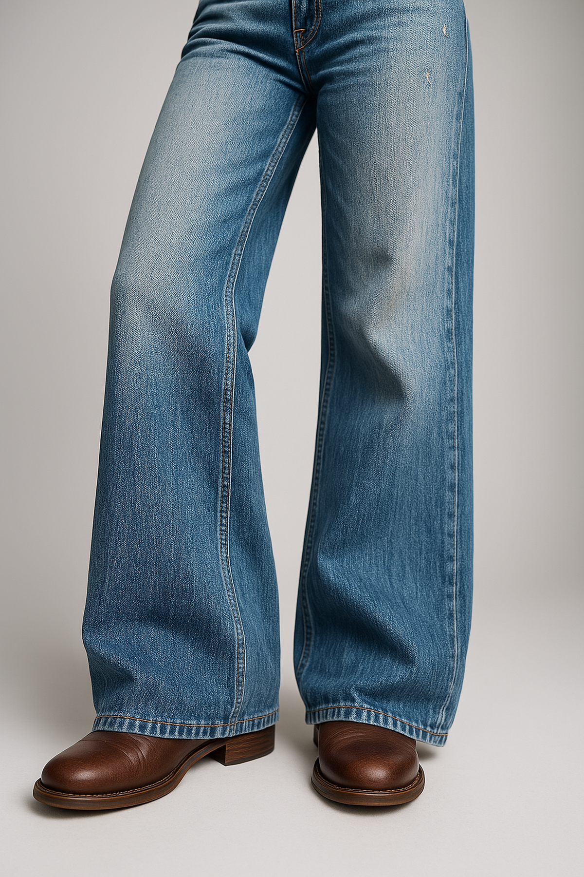 Jeans Denim Alta Vita Gamba Larga | Fit Regolare
